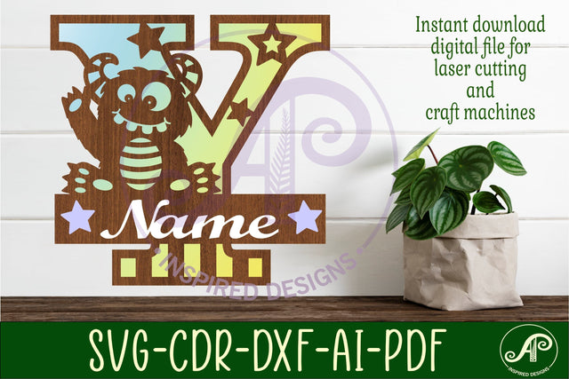 Monster Capital Monogram Letter Y SVG SVG APInspireddesigns 