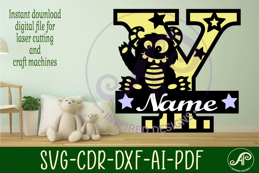 Monster Monogram Monster Capital Monogram Letter Y SVG - So Fontsy
