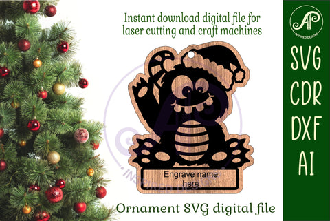 Monster Christmas Ornament SVG laser cut SVG APInspireddesigns 