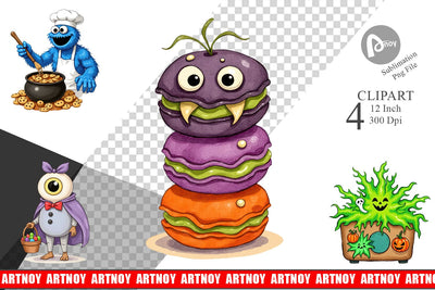 Monster Halloween Bakery Clipart Sublimation artnoy 