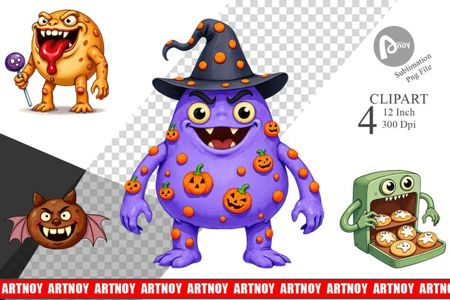 Monster Halloween Bakery Clipart Sublimation artnoy 