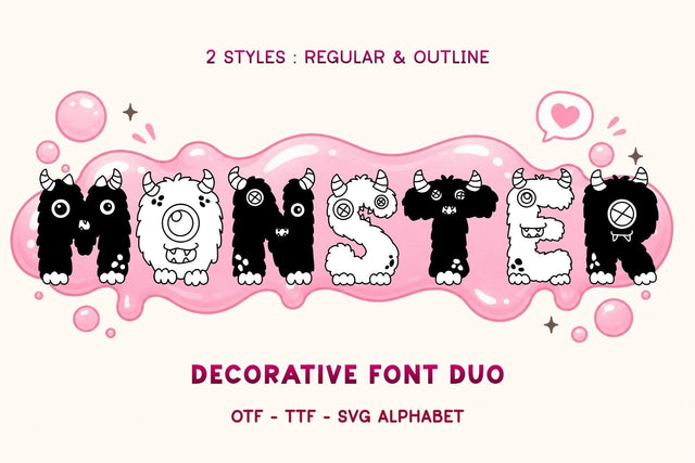Monster - Halloween Font Duo with SVG Alphabet Font AnningArts Design 