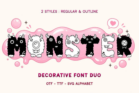 Monster - Halloween Font Duo with SVG Alphabet Font AnningArts Design 