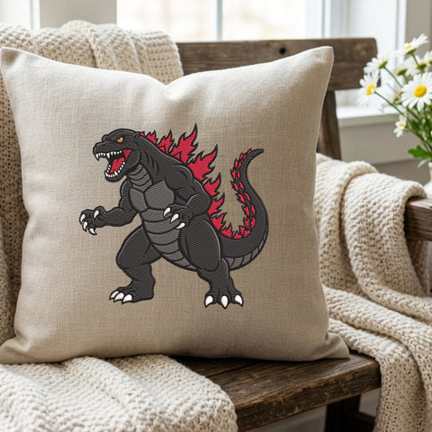 Monster Lizard Embroidery Design – Giant Kaiju Dinosaur Machine Embroidery File, Japanese Monster Reptile Design Embroidery/Applique DESIGNS PatternFeed8 