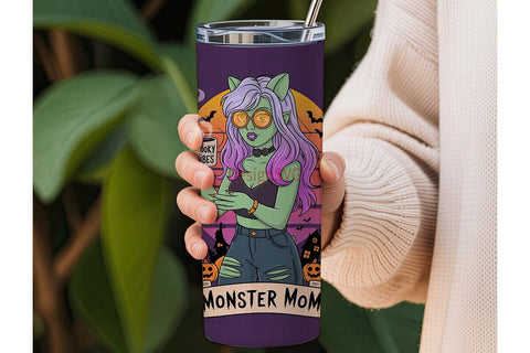 Monster Mom Halloween 20oz Tumbler Wrap Sublimation DesignSVG 
