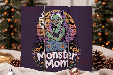 Monster Mom Halloween 20oz Tumbler Wrap Sublimation DesignSVG 