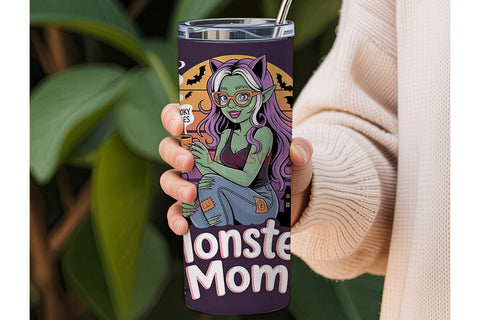Monster Mom Halloween 20oz Tumbler Wrap Sublimation DesignSVG 