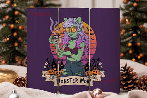 Monster Mom Halloween 20oz Tumbler Wrap Sublimation DesignSVG 