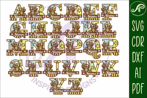 Monster monogram letter bundle Name signs SVG SVG APInspireddesigns 