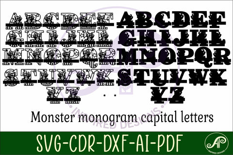 Monster monogram letter bundle Name signs SVG SVG APInspireddesigns 