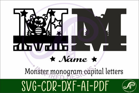 Monster monogram letter bundle Name signs SVG SVG APInspireddesigns 