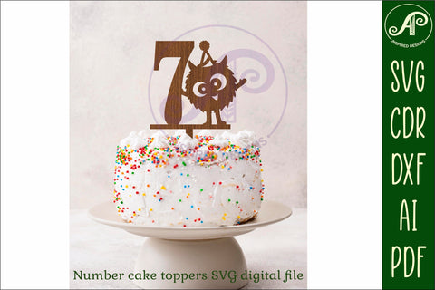 Monster number cake toppers, 10 designs SVG laser cut SVG APInspireddesigns 