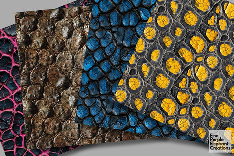 Monster Skin Scales Texture Digital Paper - Bright Colored Exotic Reptile Digital Pattern Fine Purple Elephant Creations 