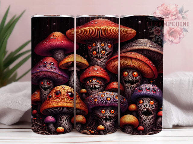 Monster Spooky Mushroom Tumbler Wrap, Creepy Mushroom Wrap, 20Oz Sublimation Design, Spooky Fungi Cup, Halloween Mushroom Drinkware, Gothic Mushroom Tumbler, Haunted Forest Wrap Sublimation Li Zamperini 