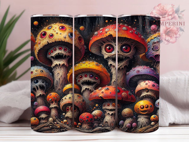 Monster Spooky Mushroom Tumbler Wrap, Creepy Mushroom Wrap, 20Oz Sublimation Design, Spooky Fungi Cup, Halloween Mushroom Drinkware, Gothic Mushroom Tumbler, Haunted Forest Wrap Sublimation Li Zamperini 