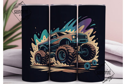 Monster Truck 20oz Tumbler Wrap Sublimation sassyprint 