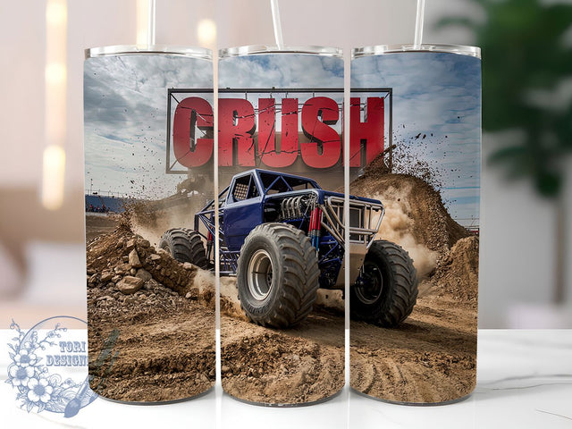 Monster Truck Big Wheels Tumbler Wrap, Crush Truck Wrap, Kids Truck Cup, Off Road Truck Tumbler, 20oz Skinny Tumbler, Big Wheels Sublimation, Monster Truck Gift Sublimation ToriDesigns 