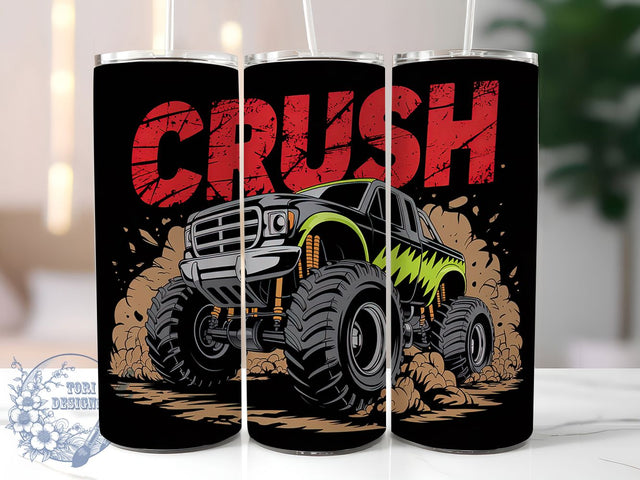 Monster Truck Big Wheels Tumbler Wrap, Crush Truck Wrap, Kids Truck Cup, Off Road Truck Tumbler, 20oz Skinny Tumbler, Big Wheels Sublimation, Monster Truck Gift Sublimation ToriDesigns 