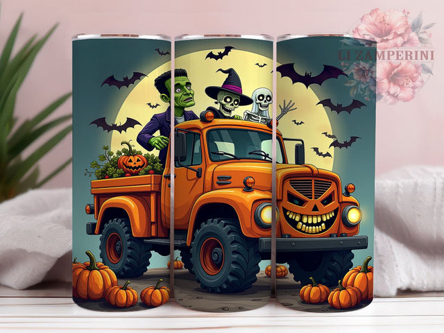 Monster Truck Halloween 20 oz Skinny Tumbler Sublimation Design, Straight & Tapered Tumbler Png, Frankenstein Ghost Tumbler Png, Digital Download PNG Sublimation Li Zamperini 