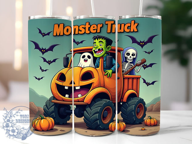 Monster Truck Halloween 20oz Skinny Tumbler PNG, Spooky Tumbler Sublimation Wrap, Straight & Tapered Tumbler Wrap, Instant Digital Download Sublimation ToriDesigns 