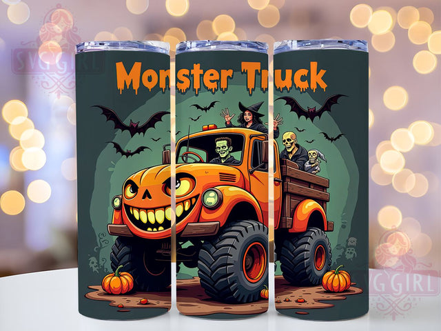 Monster Truck Halloween 20oz Tumbler Wrap Sublimation Design, Straight Tapered Tumbler Wrap, Halloween Spooky Tumbler Png, Instant Digital Download Sublimation SvggirlplusArt 
