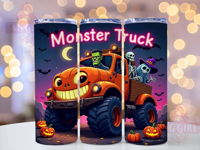 Monster Truck Halloween 20oz Tumbler Wrap Sublimation Design, Straight Tapered Tumbler Wrap, Halloween Spooky Tumbler Png, Instant Digital Download Sublimation SvggirlplusArt 