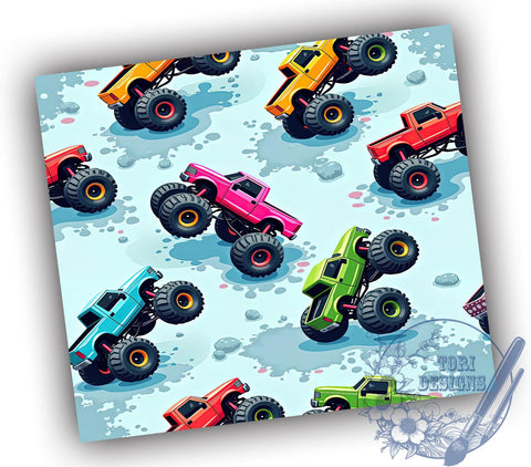 Monster Truck Kids 20oz Tumbler, Kids Drinkware, 20oz Sublimation, Truck Lover Gift, Boys Birthday Gift, Custom Tumblers, Fun Party Supplies Sublimation ToriDesigns 