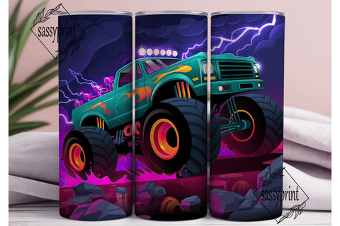 Monster Truck Neon Storm 20oz Tumbler Sublimation sassyprint 