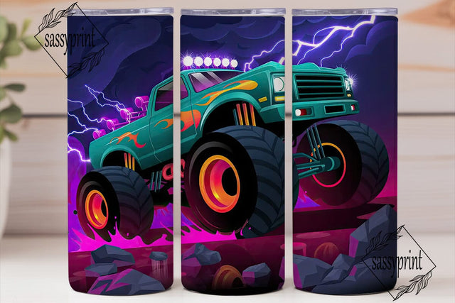 Monster Truck Neon Storm 20oz Tumbler Sublimation sassyprint 