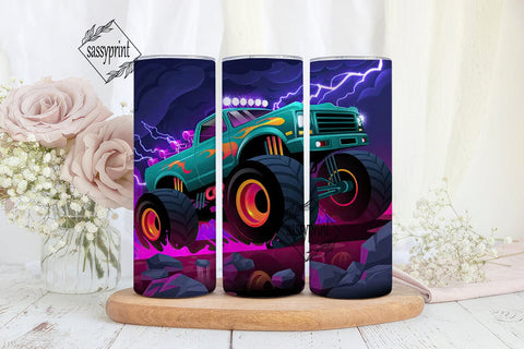 Monster Truck Neon Storm 20oz Tumbler Sublimation sassyprint 