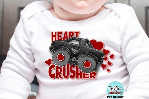 Monster Truck Png, Heart Crusher Valentine's Day Sublimation SVG Crafty Mama Studios 