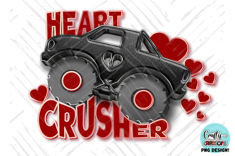 Monster Truck Png, Heart Crusher Valentine's Day Sublimation SVG Crafty Mama Studios 