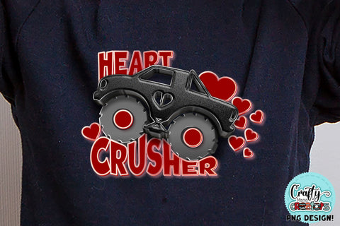 Monster Truck Png, Heart Crusher Valentine's Day Sublimation SVG Crafty Mama Studios 