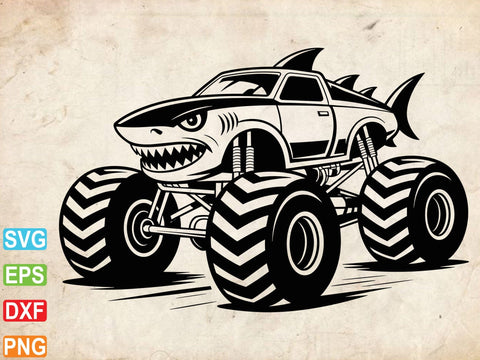 Monster Truck Shark SVG, Truck Shirt Cut File SVG artprintfile 
