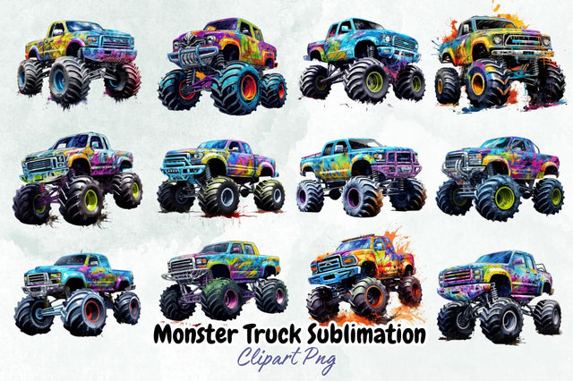 Monster Truck Sublimation Clipart Bundle Sublimation Designangry 