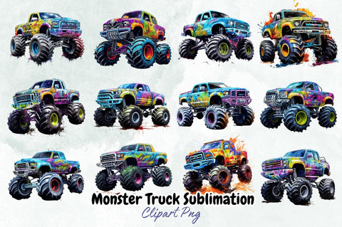 Monster Truck Sublimation Clipart Bundle Sublimation Designangry 