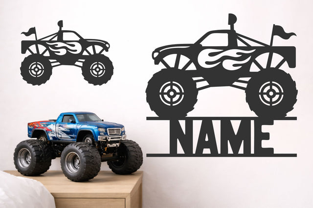 Monster Truck svg Round Sign Cut File Kids Room Decor Laser Cut Name Sign SVG TonisArtStudio 