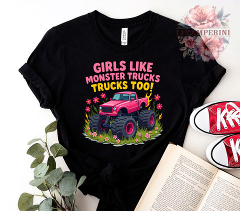Monster Trucks PNG, Girls Who Love Trucks, Digital Download, Sublimation Art, Racing Girl Graphics, Truck Lover Gift, Children's Apparel Design, Fun Printables Sublimation Li Zamperini 