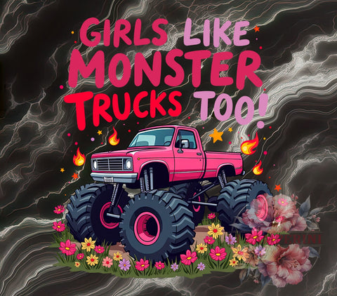 Monster Trucks PNG, Girls Who Love Trucks, Digital Download, Sublimation Art, Racing Girl Graphics, Truck Lover Gift, Children's Apparel Design, Fun Printables Sublimation Li Zamperini 