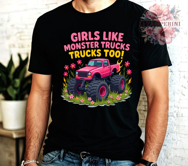 Monster Trucks PNG, Girls Who Love Trucks, Digital Download, Sublimation Art, Racing Girl Graphics, Truck Lover Gift, Children's Apparel Design, Fun Printables Sublimation Li Zamperini 
