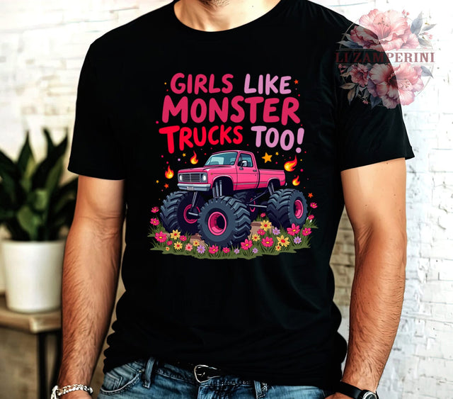 Monster Trucks PNG, Girls Who Love Trucks, Digital Download, Sublimation Art, Racing Girl Graphics, Truck Lover Gift, Children's Apparel Design, Fun Printables Sublimation Li Zamperini 