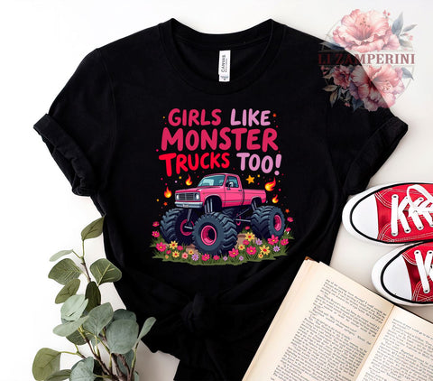Monster Trucks PNG, Girls Who Love Trucks, Digital Download, Sublimation Art, Racing Girl Graphics, Truck Lover Gift, Children's Apparel Design, Fun Printables Sublimation Li Zamperini 