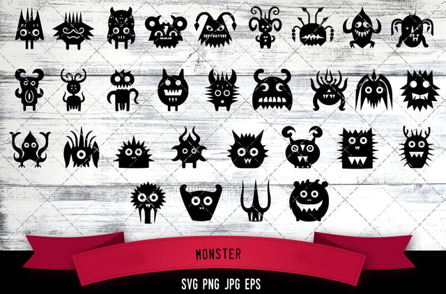 Monster Vector Bundle - JPG, SVG, PNG, EPS - Digital Download with Commercial License for Cricut, Silhouette, Scan N Cut Crafting SVG Loveleen Kaur 