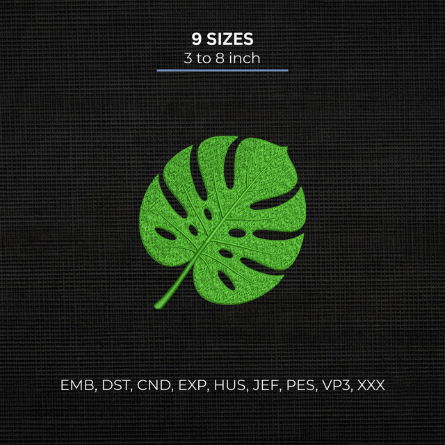 Monstera Leaf Embroidery Design – Tropical Palm Leaf Botanical Plant Machine Embroidery File Embroidery/Applique DESIGNS PatternFeed8 