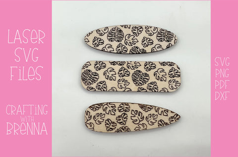 Monstera Leaf Engraved Hair Clip Laser SVG File SVG Crafting With Brenna 