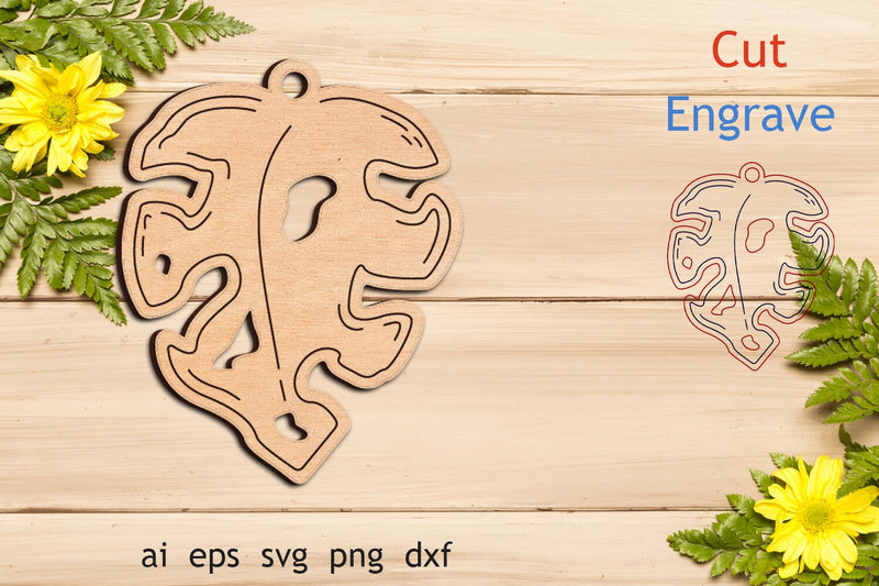 Monstera leaf keychain svg engraving, Laser cut keychain SVG AnastasiyaArtDesign 