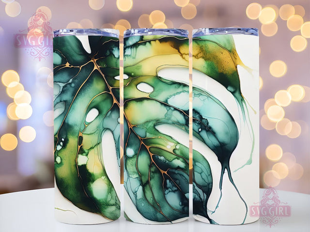 Monstera leaves Tumbler Design, Monstera Pattern 20oz Skinny Tumbler Wrap, Seamless Plant Tumbler Template, PNG Digital Download Sublimation SvggirlplusArt 