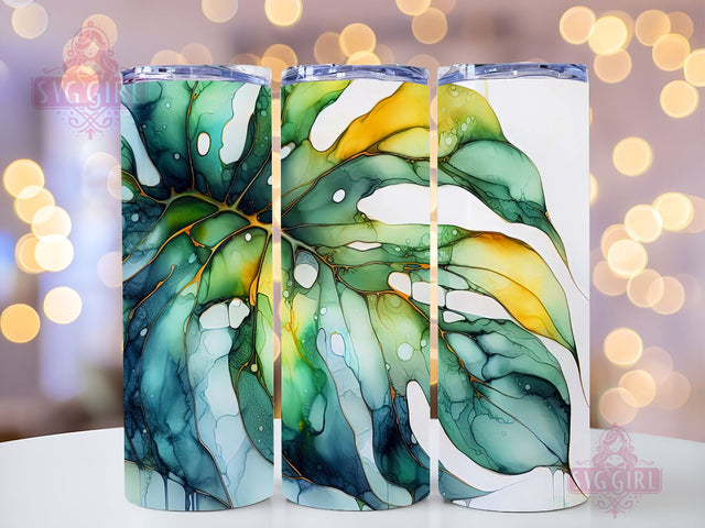 Monstera Leaves Tumbler Design, Monstera Pattern 20oz Skinny Tumbler Wrap, Seamless Plant Tumbler Template PNG Digital Download Sublimation SvggirlplusArt 