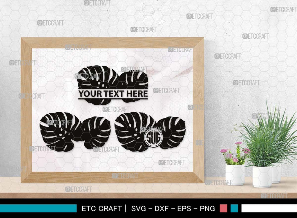 Monstera Monogram, Monstera Silhouette, Monstera SVG, Tropical Leaves ...