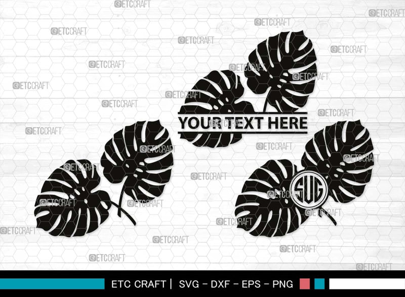 Monstera Monogram, Monstera Silhouette, Monstera SVG, Tropical Leaves ...